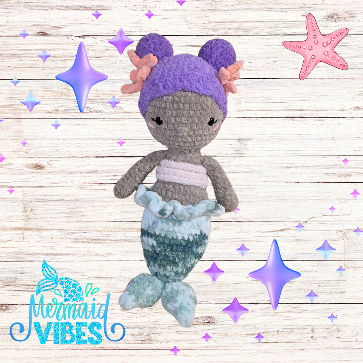 Mermaid Crochet w/buns
