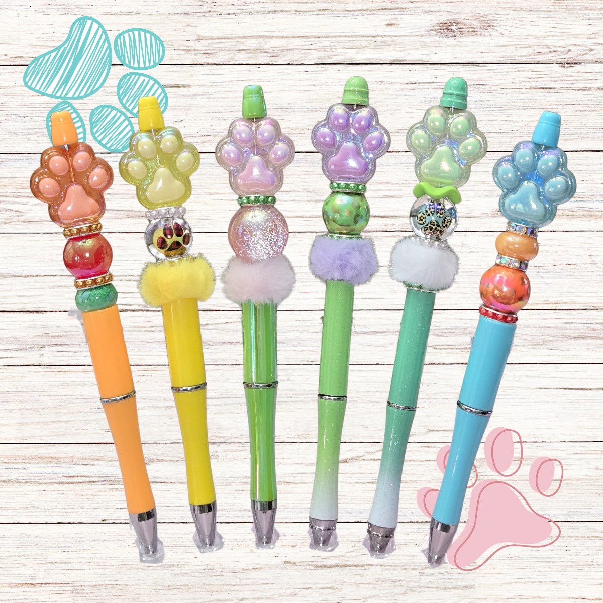 Paw Print Beaded Pens