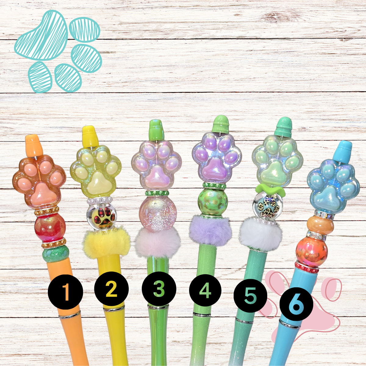 Paw Print Beaded Pens