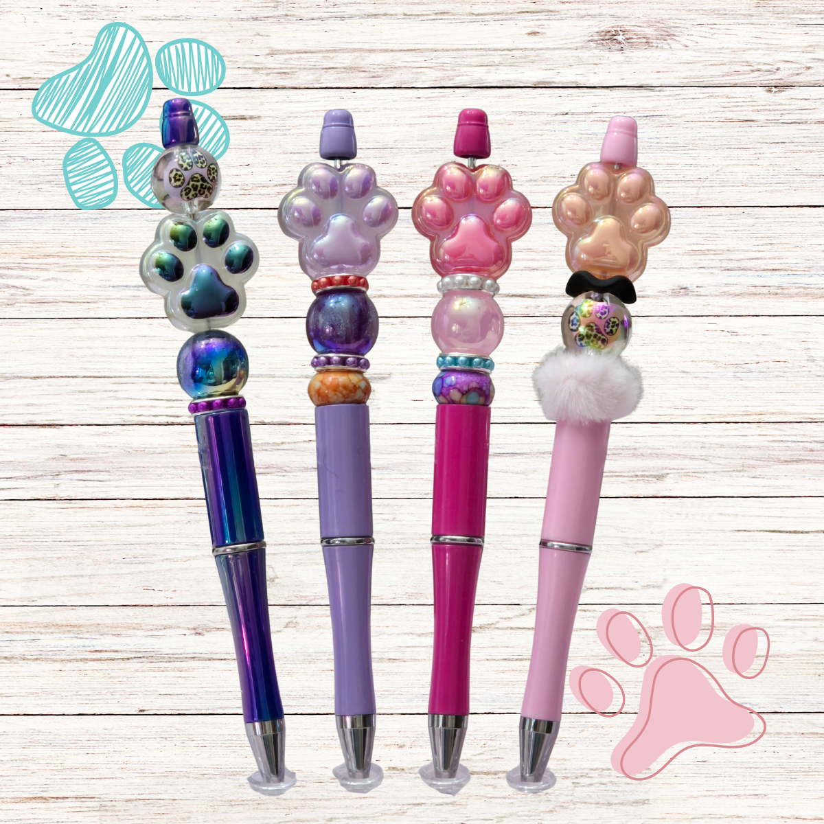 Paw Print Beaded Pens