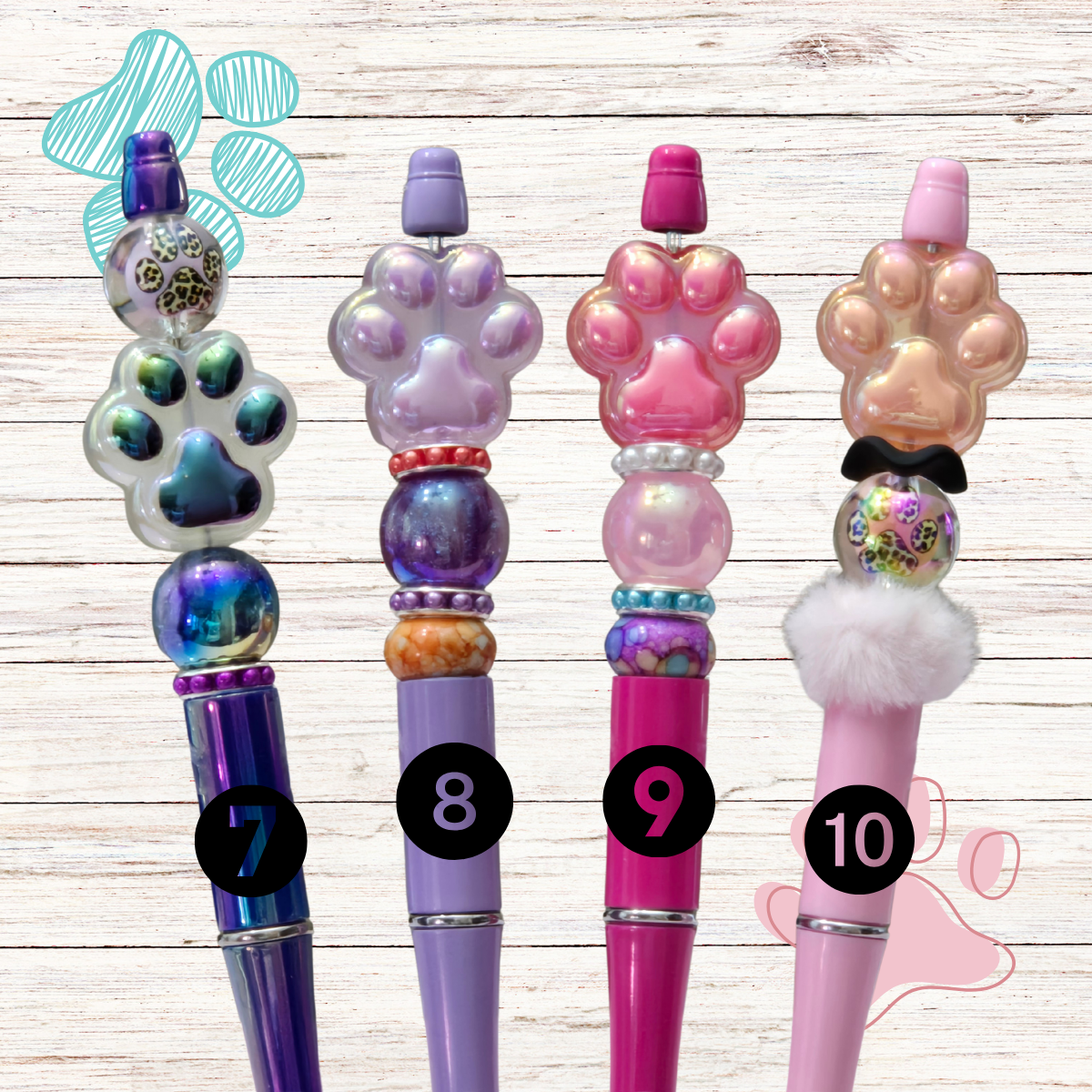 Paw Print Beaded Pens