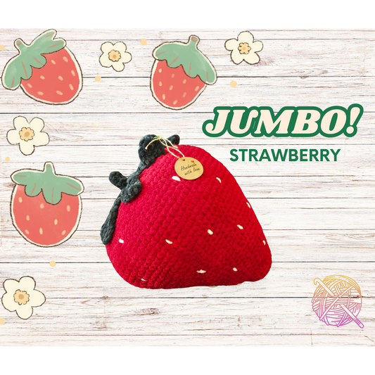 Jumbo Strawberry Crochet Throw Pillow