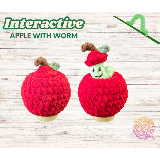 Interactive Crochet Apple with Worm